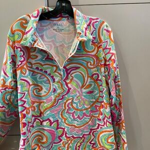 IBKUL  LONG SLEVE UPF+50 1/4 ZIP  MULTI COLOR PRINT